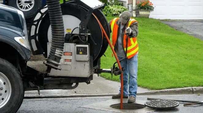 Technician using specialized drainage equipment for sewer line cleaning and foundation protection in Detroit, MI