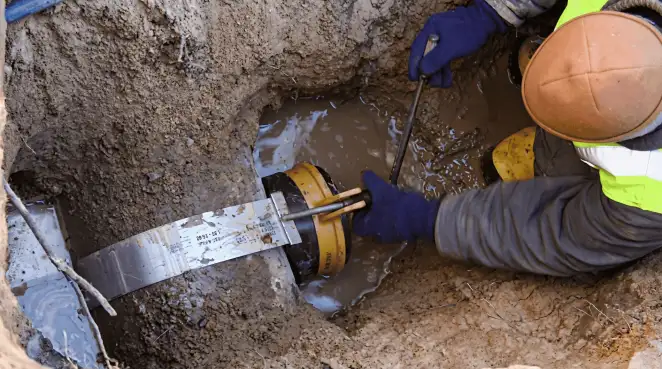 Technician performing underground drainage repair for foundation protection and gutter systems in Detroit, MI